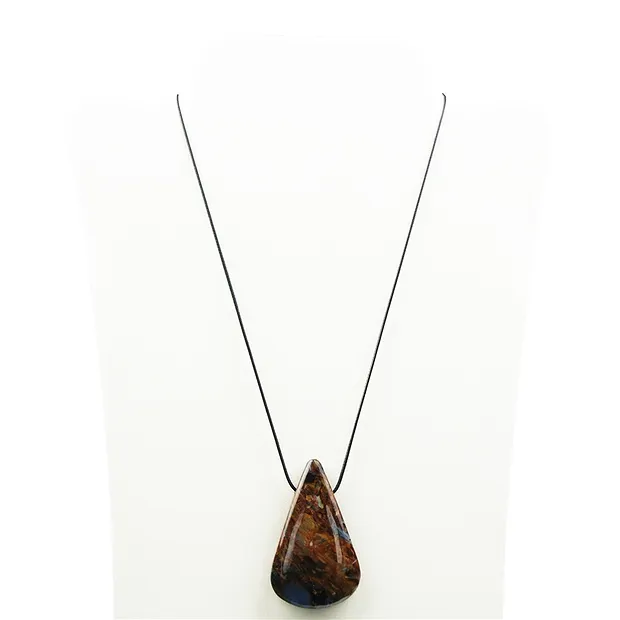 Collana in cotone, nera, 45 cm, acciaio inossidabile | Marco Schreier