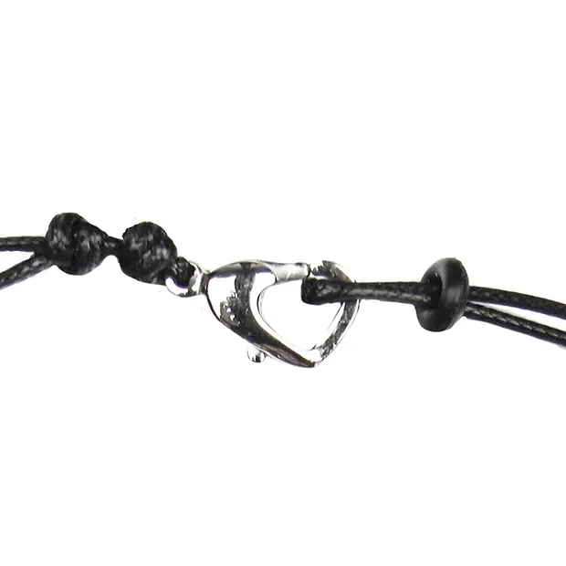 Baumwoll-Collier, schwarz, 2x 1,0mm x 45cm, Verschluss Edelstahl-Herz | Marco Schreier