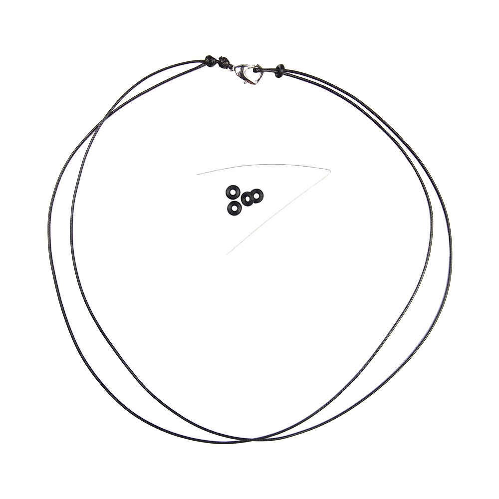 Baumwoll-Collier, schwarz, 2x 1,0mm x 45cm, Verschluss Edelstahl-Herz | Marco Schreier