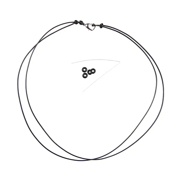 Collana in cotone, nera, 2x 1,0mm x 45cm, fermaglio a cuore in acciaio inossidabile | Marco Schreier