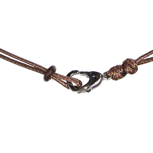 Collana in cotone, marrone, 45 cm, acciaio inossidabile | Marco Schreier