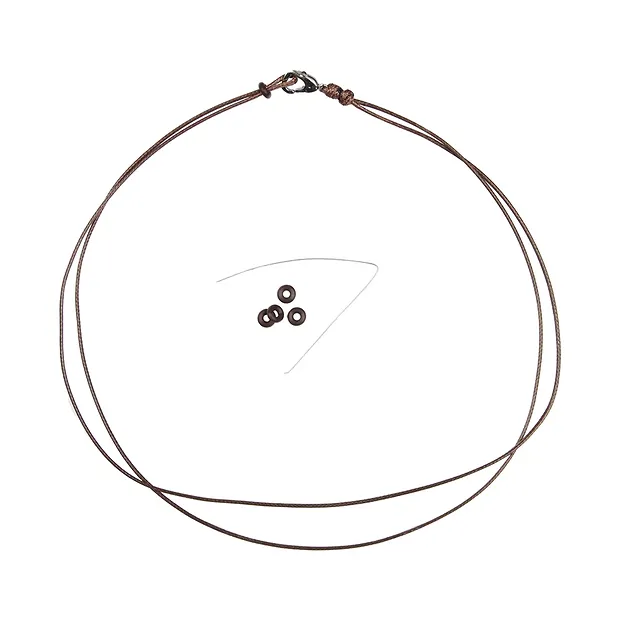 Collana in cotone, marrone, 2x 1,0mm x 45cm, fermaglio a cuore in acciaio inossidabile | Marco Schreier