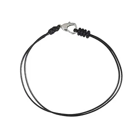 Bracelet en coton, noir, 19cm, acier inoxydable | Marco Schreier