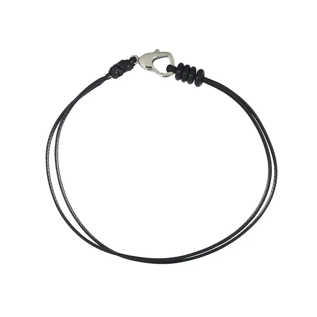 Bracciale in cotone, nero, 19 cm, acciaio inossidabile | Marco Schreier