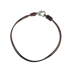 1205700419 Baumwoll-Armband, braun, 2x 1,0mm x 19cm, Verschluss Edelstahl-Herz | Marco Schreier