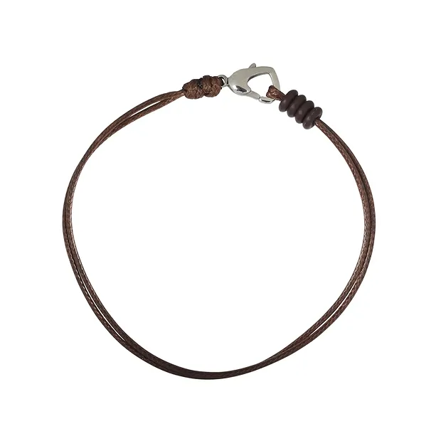 Pulsera de algodón, marrón, 19 cm, acero inoxidable | Marco Schreier