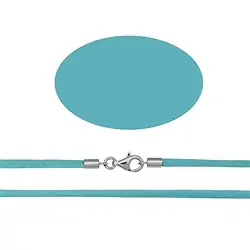 1205711076 Stoffband, türkis, Silberverschluss rhodiniert, 2,5mm/55cm | Marco Schreier