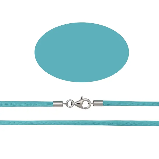 Fabric strap, turquoise, rhodiniert silver clasp, 2.5mm/55cm | Marco Schreier
