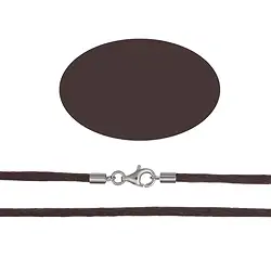 1205713076 Stoffband, braun, Silberverschluss rhodiniert, 2,5mm/55cm | Marco Schreier