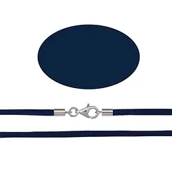 1205714076 Stoffband, dunkelblau, Silberverschluss rhodiniert, 2,5mm/55cm  | Marco Schreier