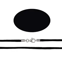 1205715076 Stoffband, schwarz, Silberverschluss rhodiniert, 2,5mm/55cm | Marco Schreier