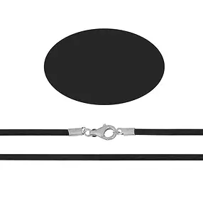 Rubber bracelet with silver clasp, black, 3.0mm x 45cm | Marco Schreier