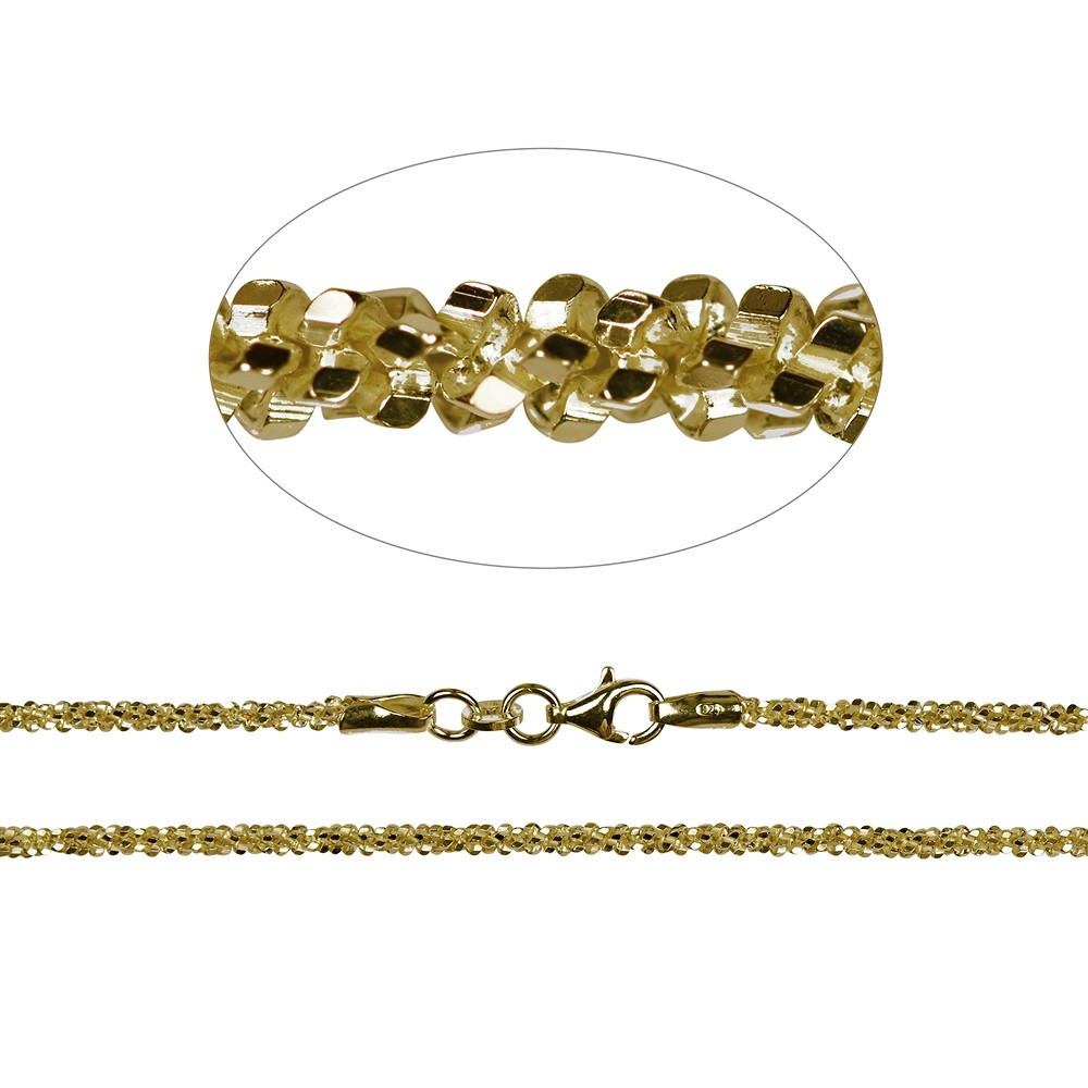 Sparkling necklace, gold-plated silver, 2.3 x 90 cm | Marco Schreier