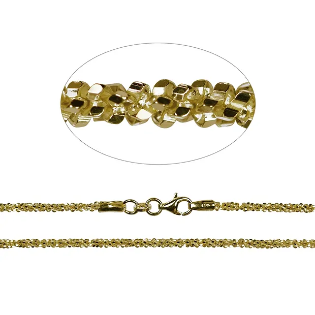 Funkelkette, Silber vergoldet, 2,3 x 90cm | GH Edelsteine, Heilsteine & Schmuck