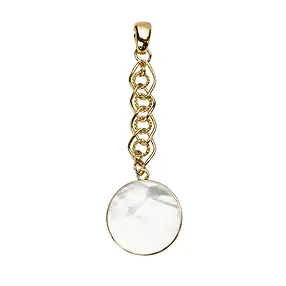 Pendentif nacre, rond (20 mm), 6,4cm, doré | Marco Schreier