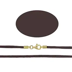 1209713076 Stoffband, braun, Silberverschluss vergoldet, 2,5mm/55cm | Marco Schreier