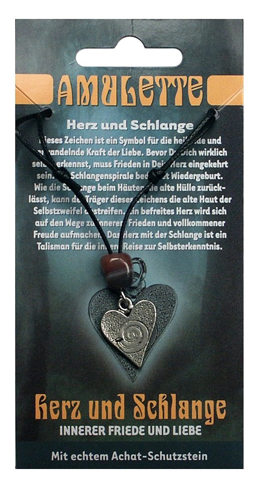 Cuore di serpente amuleto in peltro | Gemme Schreier, pietre curative e gioielli