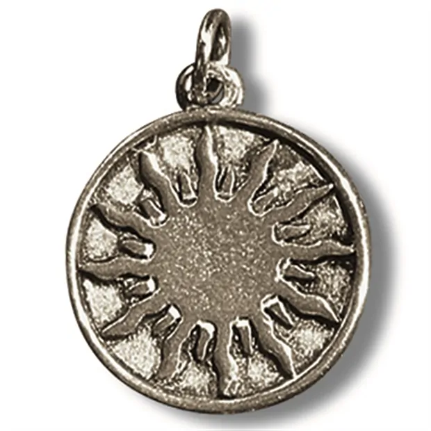 Disco solar amuleto de peltre | piedras preciosas, piedras curativas y joyería