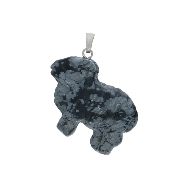 Obsidian Pendant (Snowflake), Sheep, 3.8 cm | wholesaler gems & healing stones