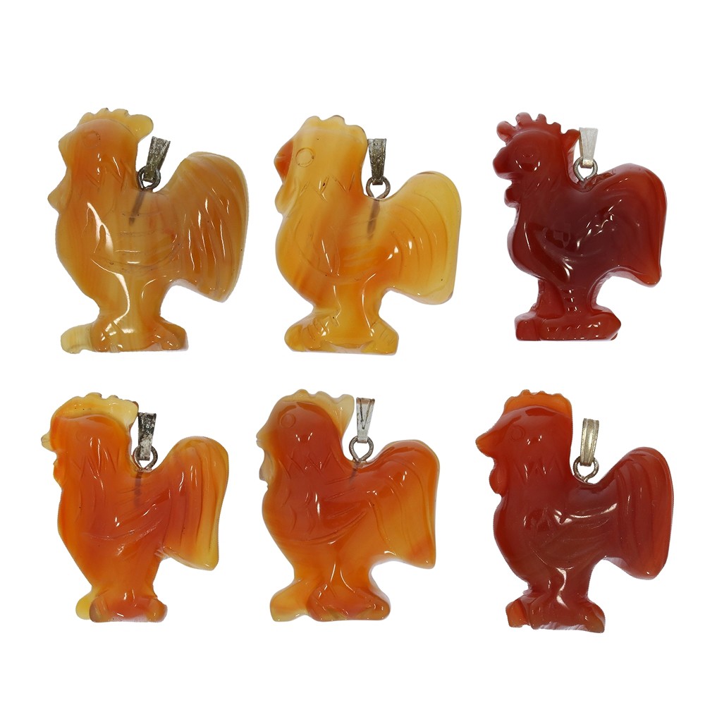 Rooster carnelian pendant (heated), 3.0cm | wholesaler gems & healing stones