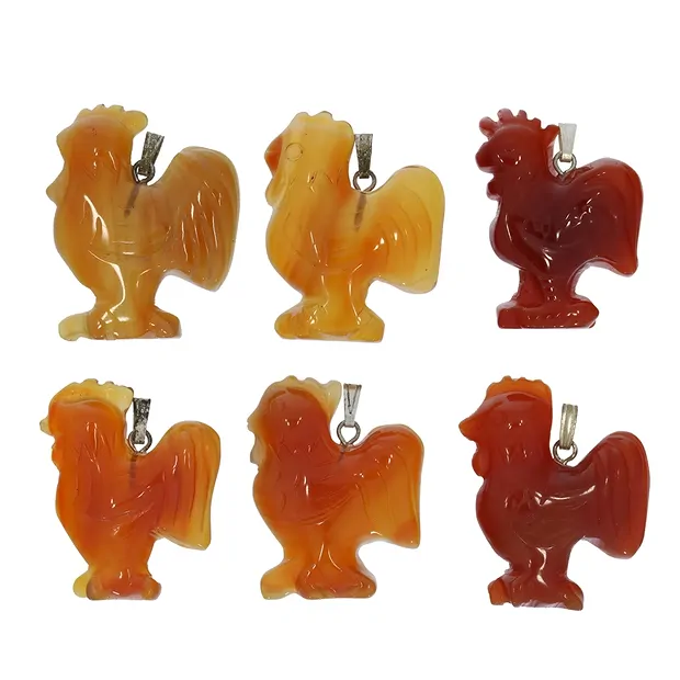 Carnelian Pendant (heated), Rooster, 3.0 cm | wholesaler gems & healing stones