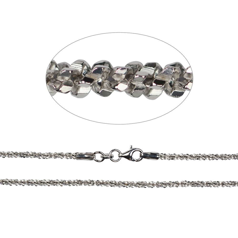 Funkelkette, Silber rhodiniert, 1,5 x 45cm | GH Edelsteine, Heilsteine & Schmuck