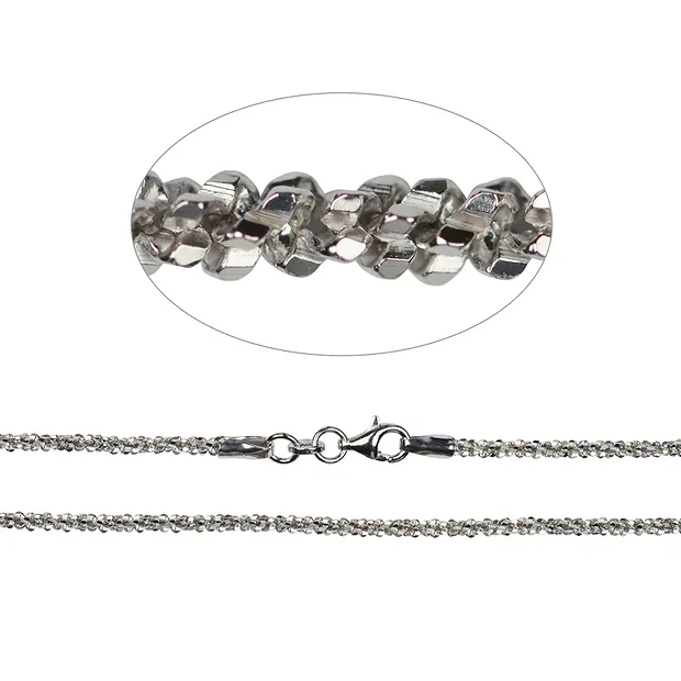 Funkelkette, Silber rhodiniert, 2,3 x 45cm | GH Edelsteine, Heilsteine & Schmuck