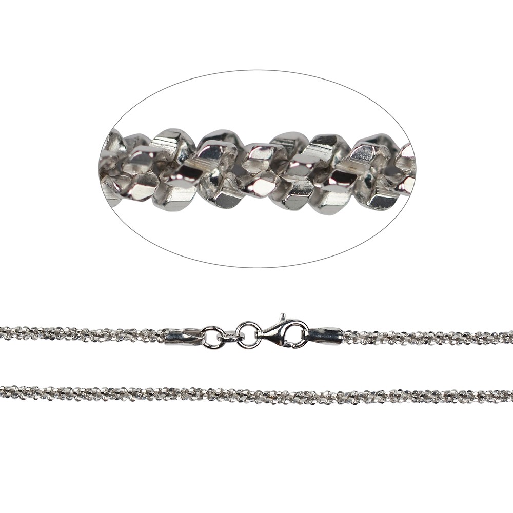 Funkelkette, Silber rhodiniert, 2,3 x 90cm | GH Edelsteine, Heilsteine & Schmuck