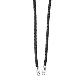 Lederband mit Endkappen, schwarz, 4mm x 45cm | Edelsteine, Heilsteine & Schmuck
