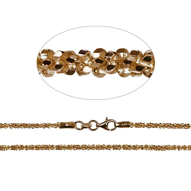 Funkelkette, Silber rosevergoldet, 1,5 x 45cm | Edelsteine, Heilsteine & Schmuck