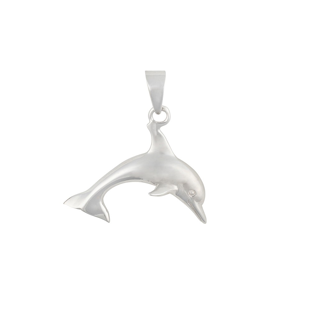 Dolphin Pendant, 2.6 x 2.7 cm, rhodiniert | wholesaler gems & healing stones
