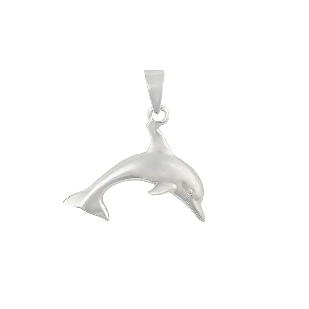 Anhänger Delfin, 2,6 x 2,7cm, rhodiniert | GH Edelsteine, Heilsteine & Schmuck