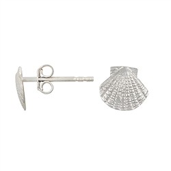 1223611041 Pendientes de botón con forma de vieira, 0,8 cm, platinados | Marco Schreier