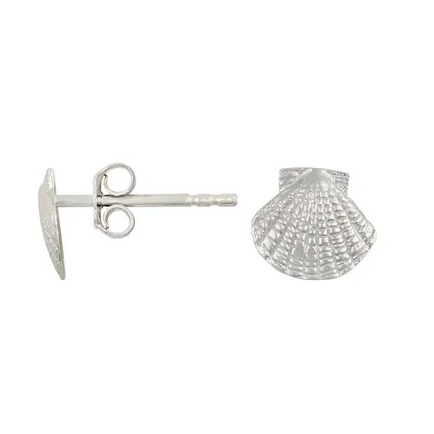 Ohrstecker Jakobsmuschel, 0,8cm, platiniert | Edelsteine, Heilsteine & Schmuck