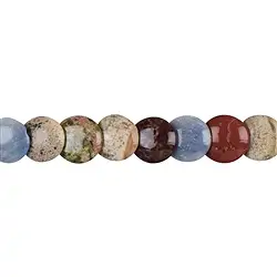 140000301120 Disc strand, mixed stone types, polished, 12mm | gems, healing stones & jewelry