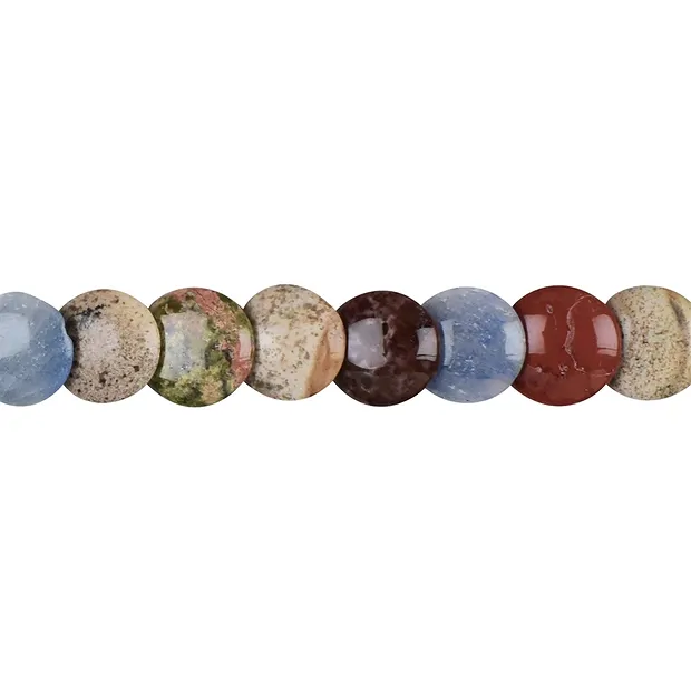 Disc strand, mixed stone types, polished, 12mm | gems, healing stones & jewelry