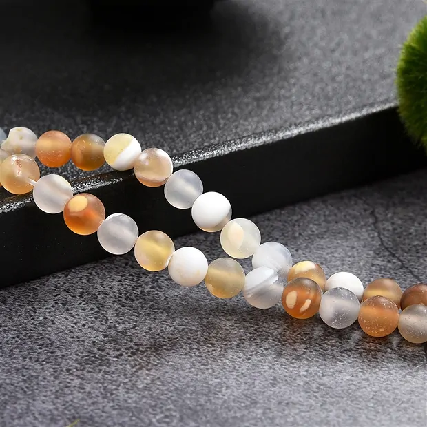 String Beads, Agate (natural multicolored), 06mm, matt (38cm) | Marco Schreier