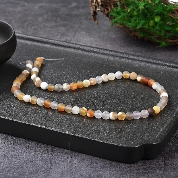 Rang de collier boules, Agate (naturelle multicolore), 06mm, mat (38cm) | Marco Schreier
