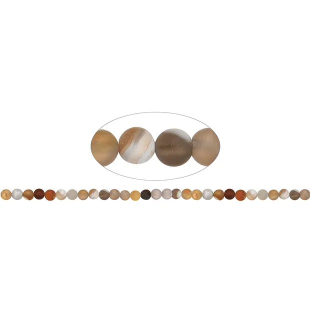 String Beads, Agate (natural multicolored), 06mm, matt (38cm) | Marco Schreier