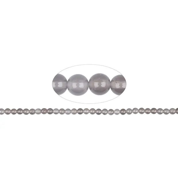 String Beads, Agate (gray), 06mm (38cm) | wholesaler gems & healing stones