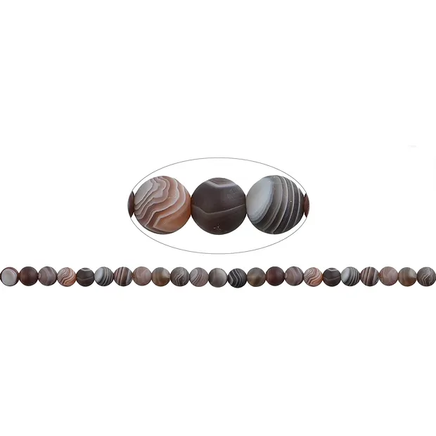 String Beads, Agate (Botswana) matt, 08mm | wholesaler gems & healing stones