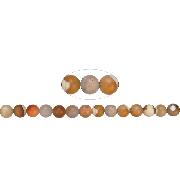 Rang de collier boules, Agate (naturelle multicolore), 08mm, mat (38cm) | Marco Schreier