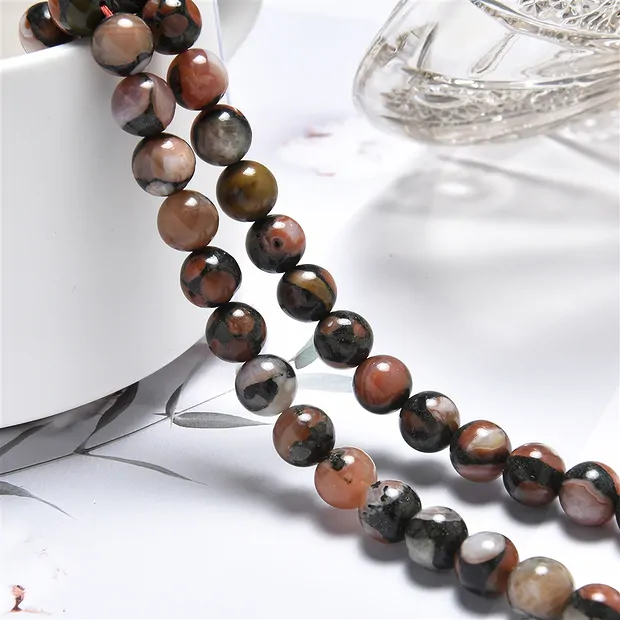 String Beads, Agate (red basalt agate), 08mm | wholesaler gems & healing stones