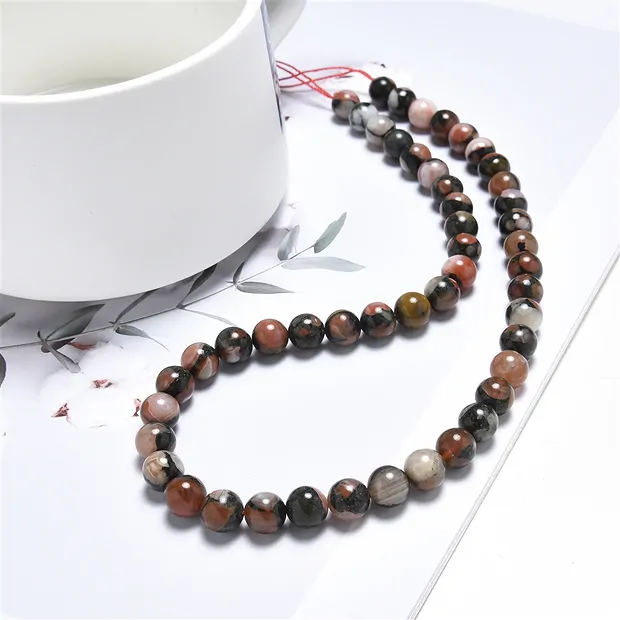 String Beads, Agate (red basalt agate), 08mm | wholesaler gems & healing stones