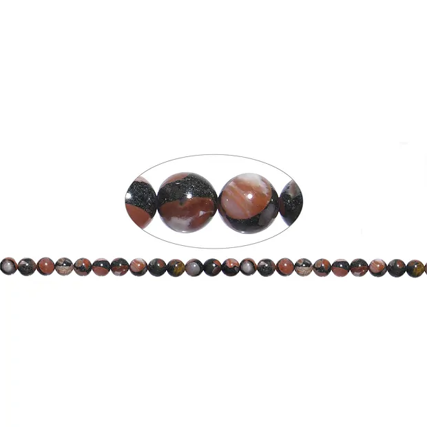 String Beads, Agate (red basalt agate), 08mm | wholesaler gems & healing stones