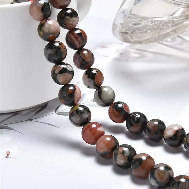 String Beads, Agate (red basalt agate), 10mm | wholesaler gems & healing stones