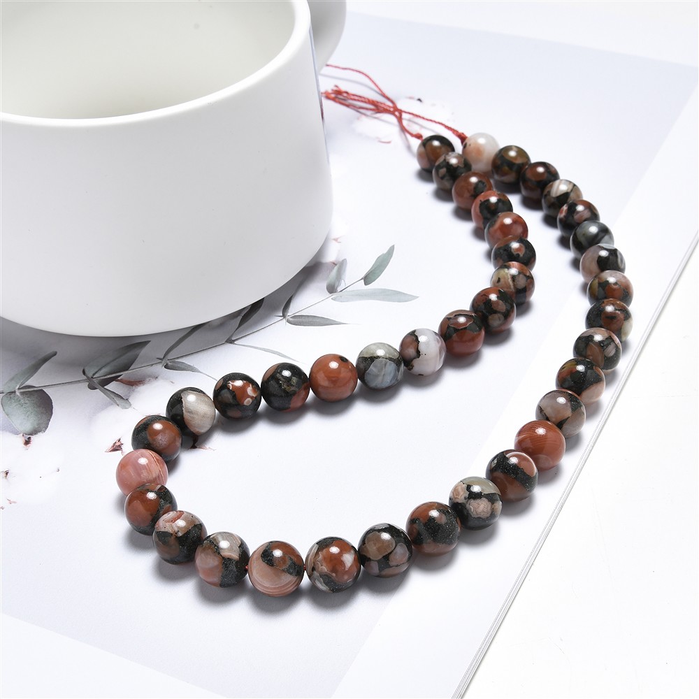 String Beads, Agate (red basalt agate), 10mm | wholesaler gems & healing stones