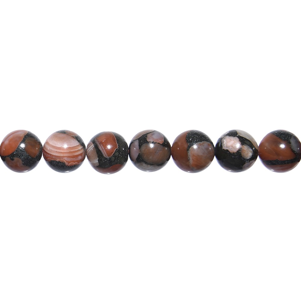 String Beads, Agate (red basalt agate), 10mm | wholesaler gems & healing stones