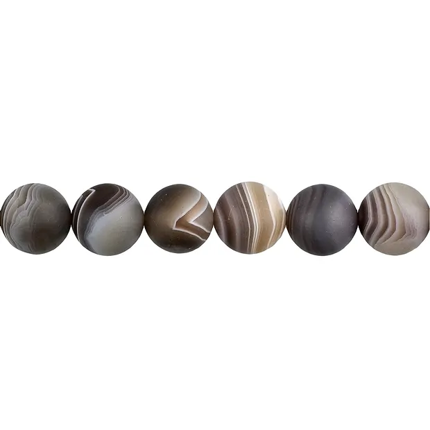 String Beads, Agate (Botswana) matt, 12mm | wholesaler gems & healing stones