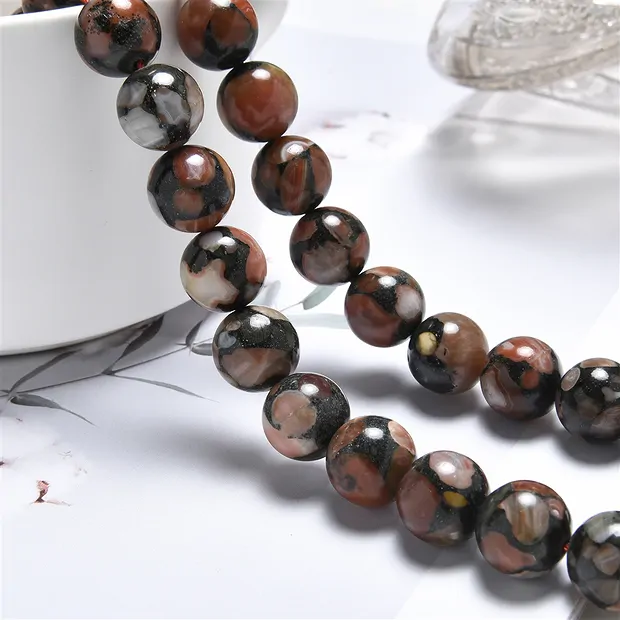 String Beads, Agate (red basalt agate), 12mm | wholesaler gems & healing stones